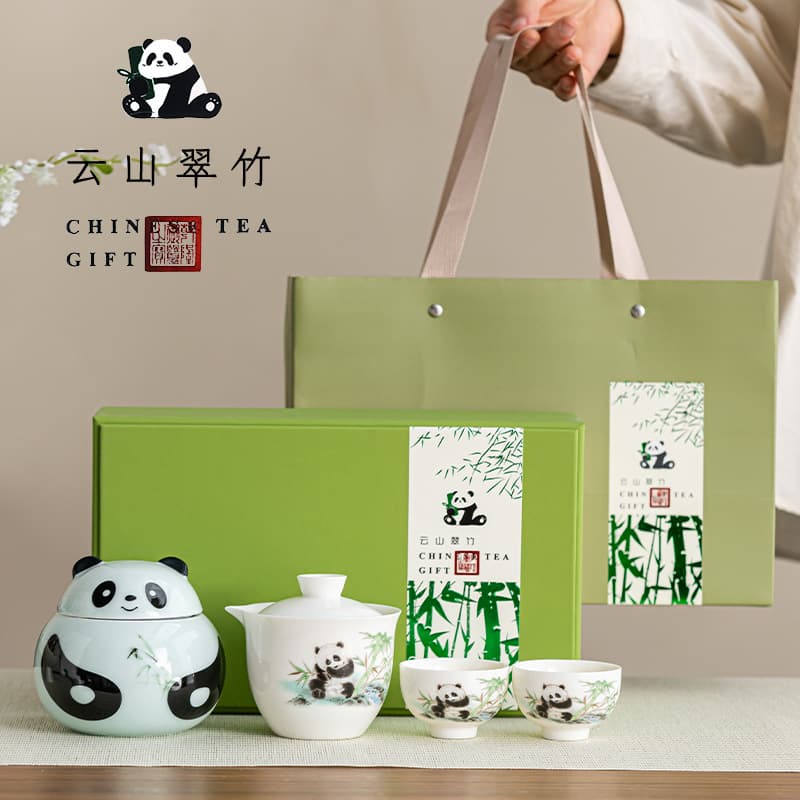 High-End Panda Tea Can Ornaments, Spring Tea Packaging Boxes, Panda Tea Set Packaging Boxes, Corporate Gifts, Souvenirs with Printing