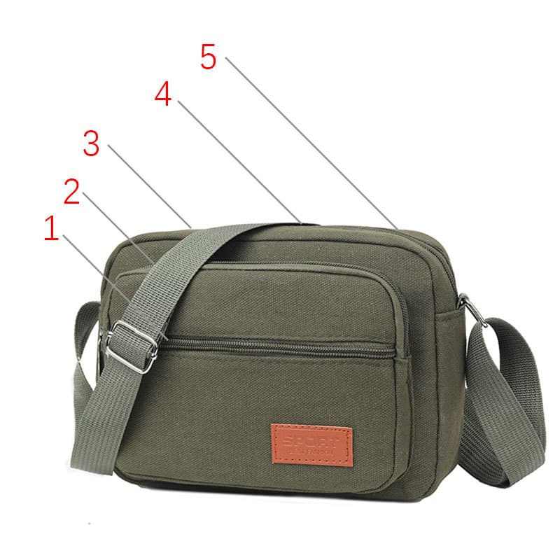 Canvas Small Square Bag Men's Multi-Layer Business Vendor Wallet Durable Women's Casual Shoulder Crossbody Bag