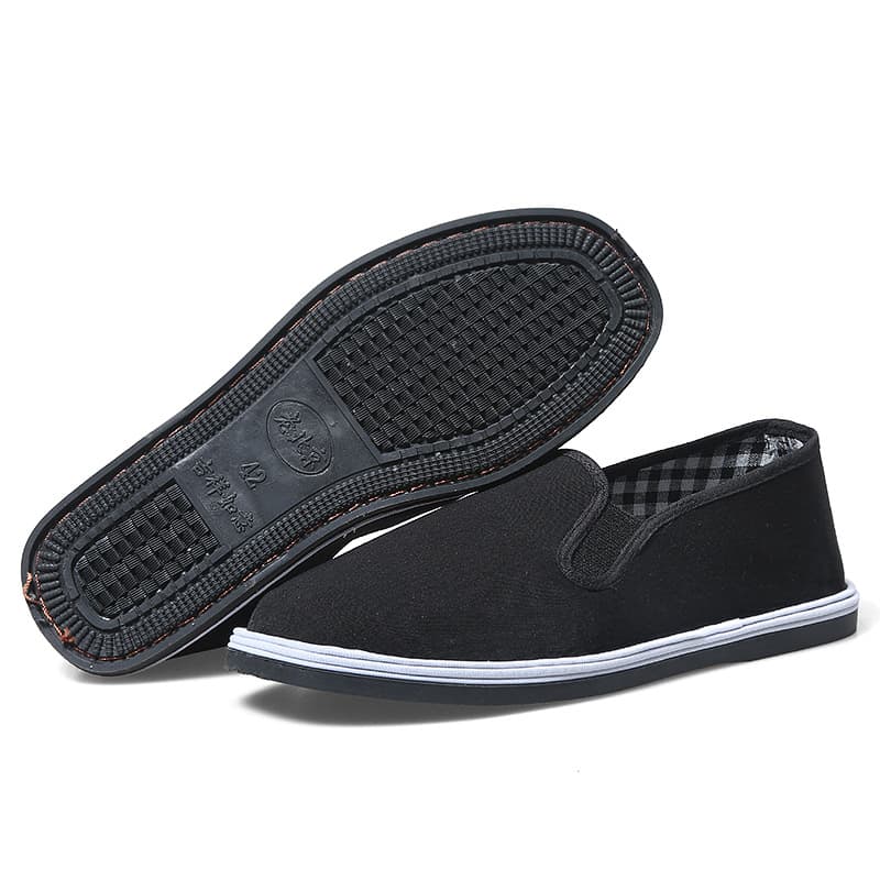 Traditional Old Beijing Cloth Shoes Handcrafted Stitched Cloth Shoes Thousand-Layer Sole Soft Sole Driving Shoes Lazy Black Cloth Shoes