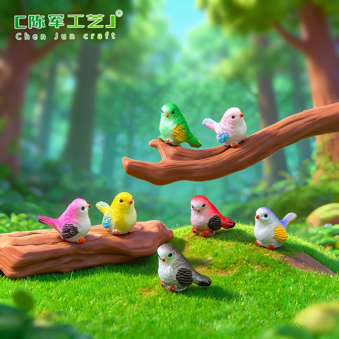 Moss Micro Landscape Succulent Accessories Cute Cartoon Bird Ornament Garden Plant Animal Resin Craft Decoration