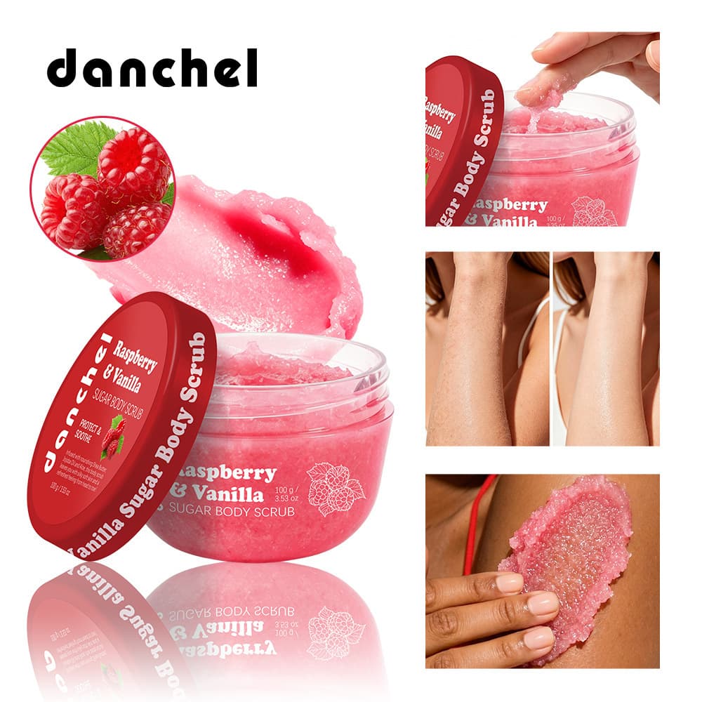 Cross-border Beauty danchel Scrub Exfoliating Raspberry Vanilla Brightening Dull Rough Sugar Body Scrub