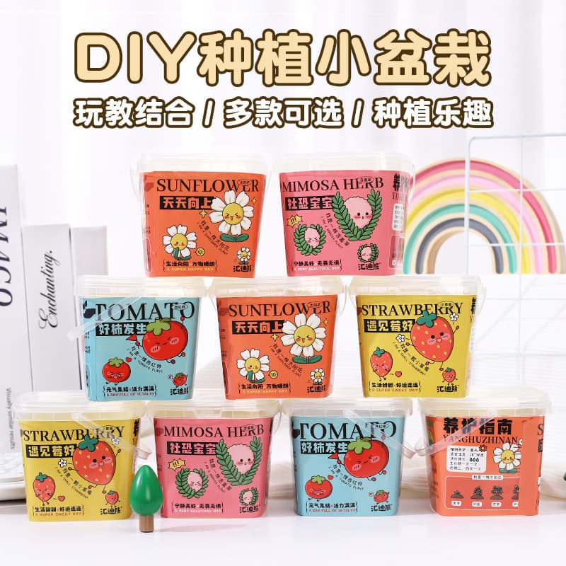 Cartoon Kids Indoor Planting Small Potted Tabletop Green Plants Primary School Students Gift Plants Strawberry Mini Potted Plants Wholesale