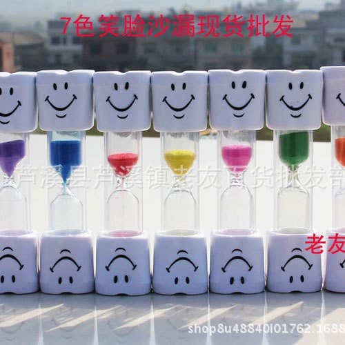 7-color new cartoon smiley face expression 2/3-minute hourglass timer, children's toothbrushing gift, cross-border supply, drop-resistant