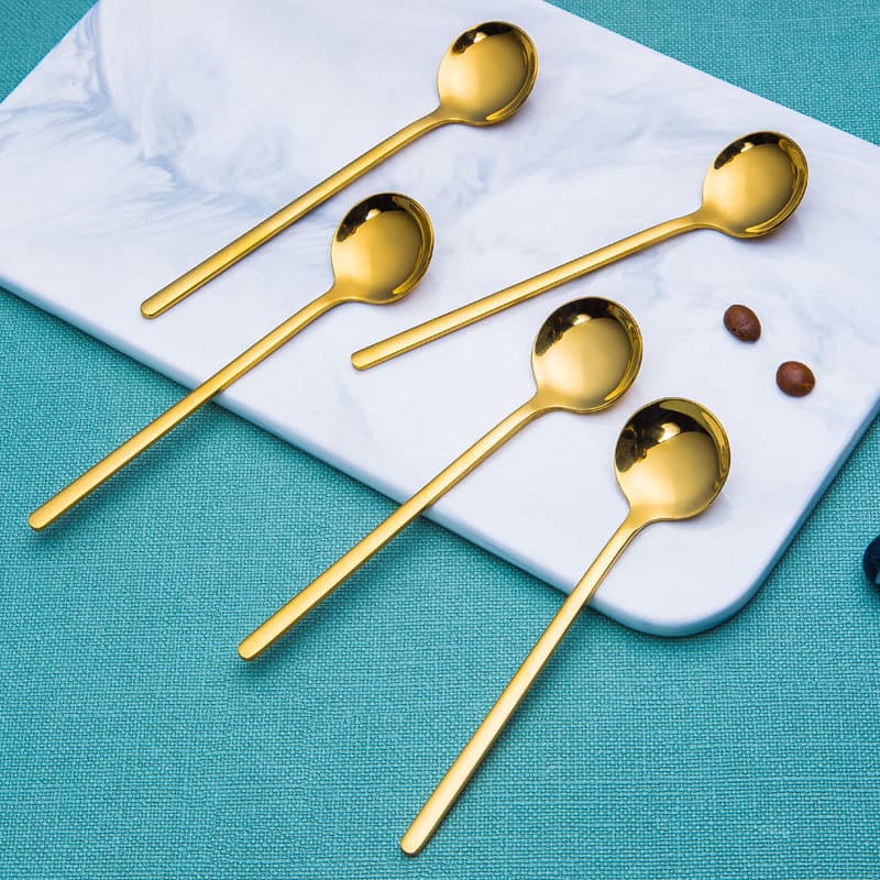 Korean Style Small Round Spoon, 410 Stainless Steel Gold Coffee Stirring Spoon, Bird's Nest Small Spoon, Honey Yogurt Dessert Small Round Spoon
