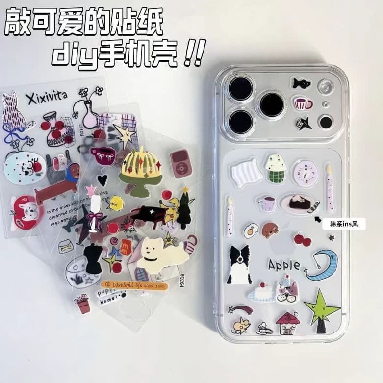 Apple iPhone17/pro/promax mobile phone nail art stickers in stock personalized cute waterproof decorative stickers DIY