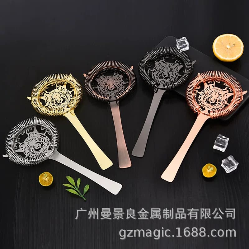 304 stainless steel ice separator, perforated filter, creative tiger ice strainer, cocktail, bar bartending tools