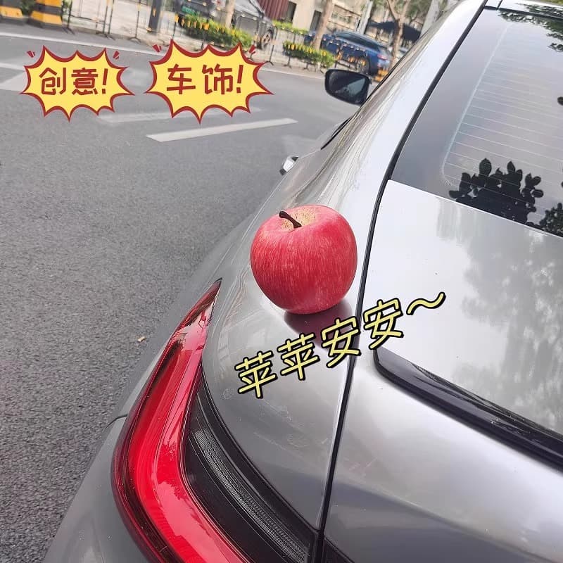 Car Apple Ornament Hanging Decoration Roof Decor Exterior Cute Trunk Fuel Tank Funny Rear Doll