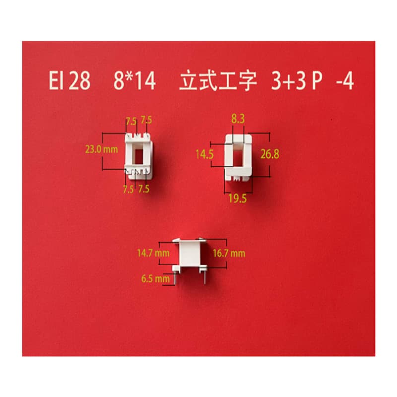 Factory Direct Supply Low-Frequency EI 28 8*14-4 Vertical Bobbin 3+3 Pin-Type Transformer Plastic Core Coil Frame