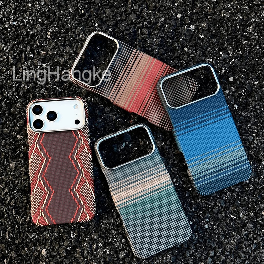 iPhone 17 Pro Max Half-Wrap Kevlar Magnetic Phone Case Compatible with Apple 16 Sunset Moonrise Premium 15