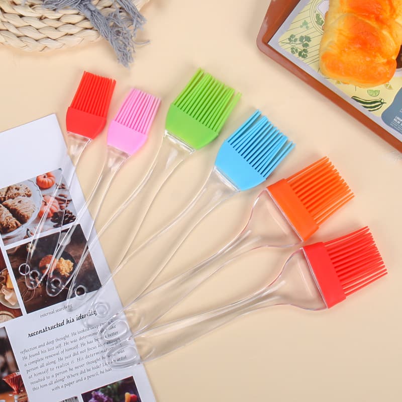 Medium Transparent Handle Detachable Silicone Brush, BBQ Oil Brush, Flat Scraper Baking Tool, Seasoning Brush