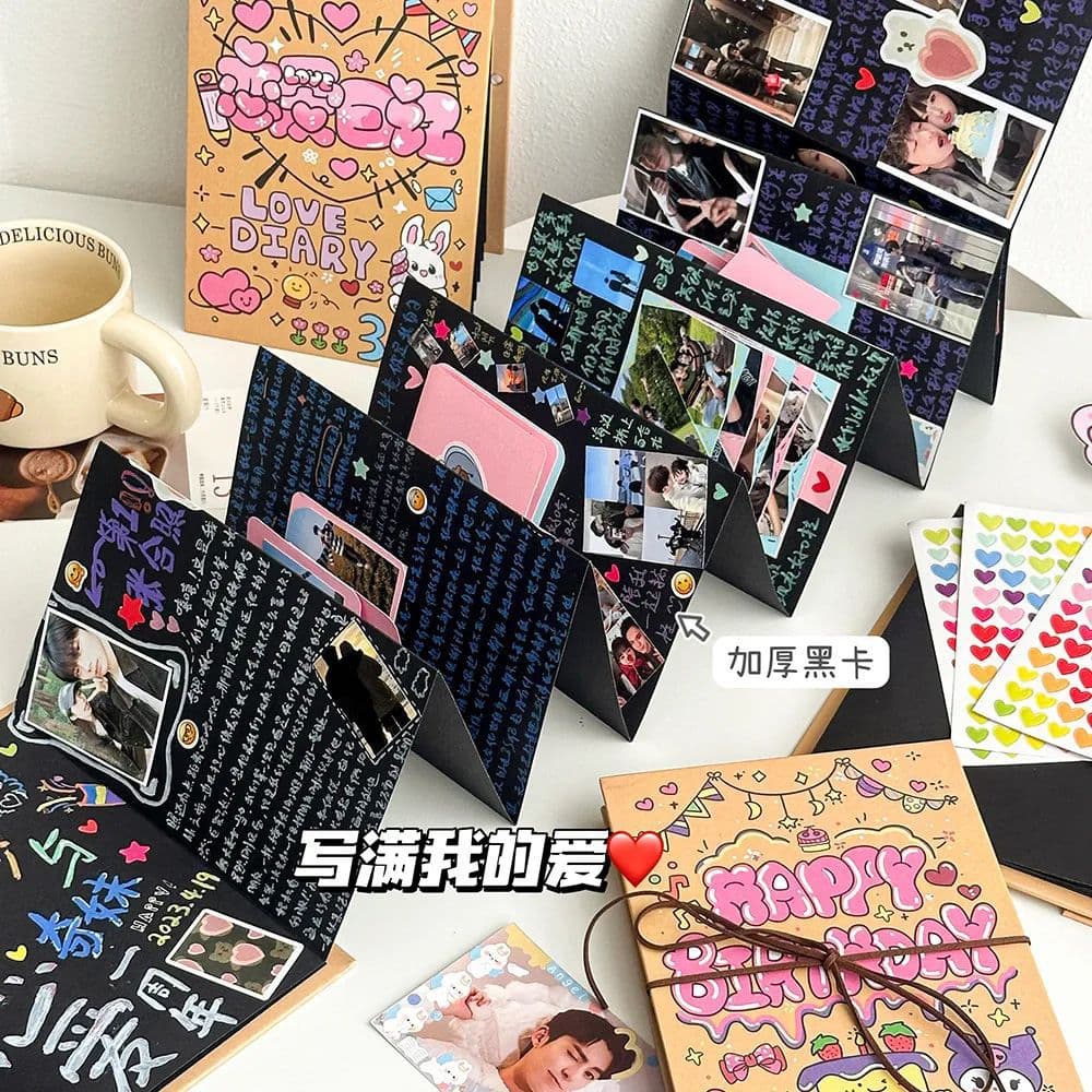 DIY Accordion Fold Photo Album with Adhesive Pages for Couples and Friends as Birthday Gift
