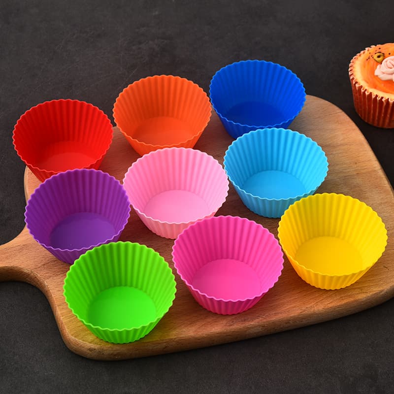 Silicone Cake Cup Mold 7cm High Temperature Resistant Round Muffin Cup Tart Pudding Small Cake Cup DIY Baking Tool