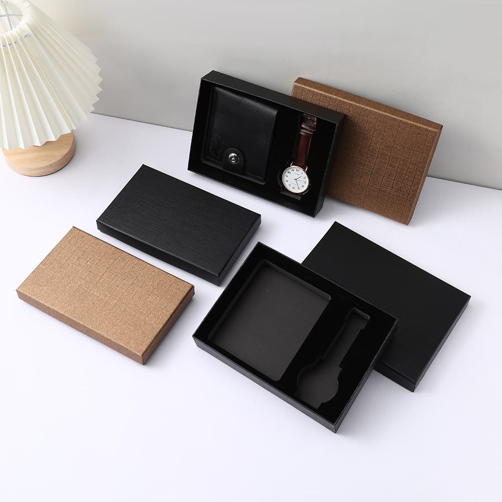 Lid and Base Jewelry Box Rectangular Grid Watch Box, Gift Box for Accessories, Wallet, Pen, Solid Color Gift Hard Box Wholesale