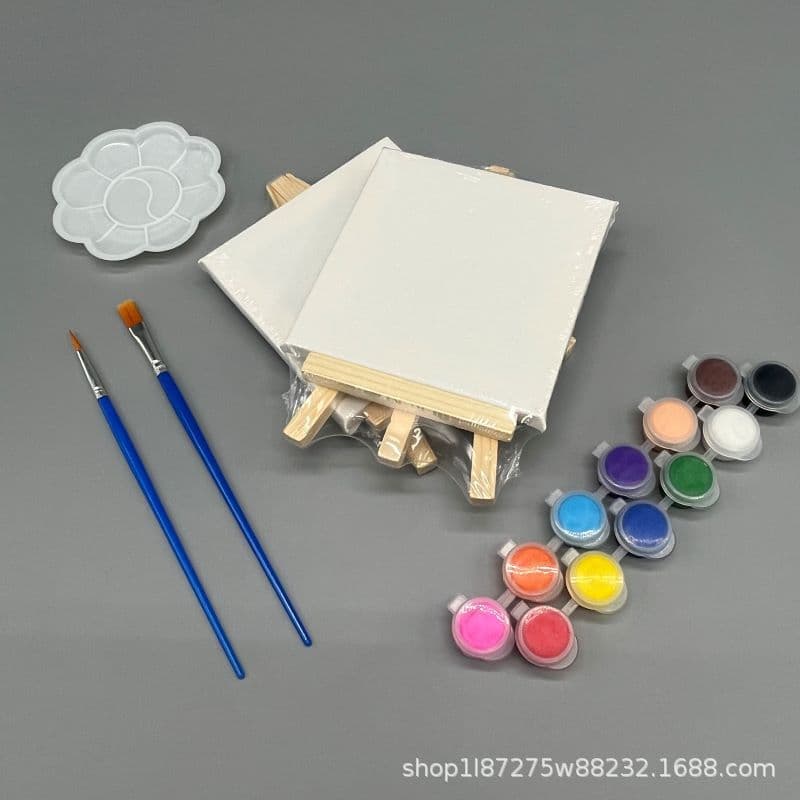 Blank Mini Canvas Frame 10x10 Small Easel Set, Cotton-Polyester Canvas for Acrylic Painting, Factory Direct