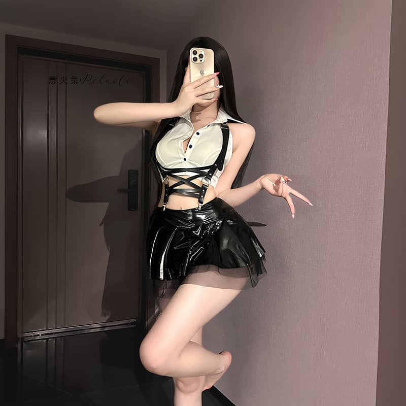 Sexy Lingerie Maid Costume Temptation Uniform Open Crotch No-Removal Sleepwear Women One-Piece Drop Shipping 8532