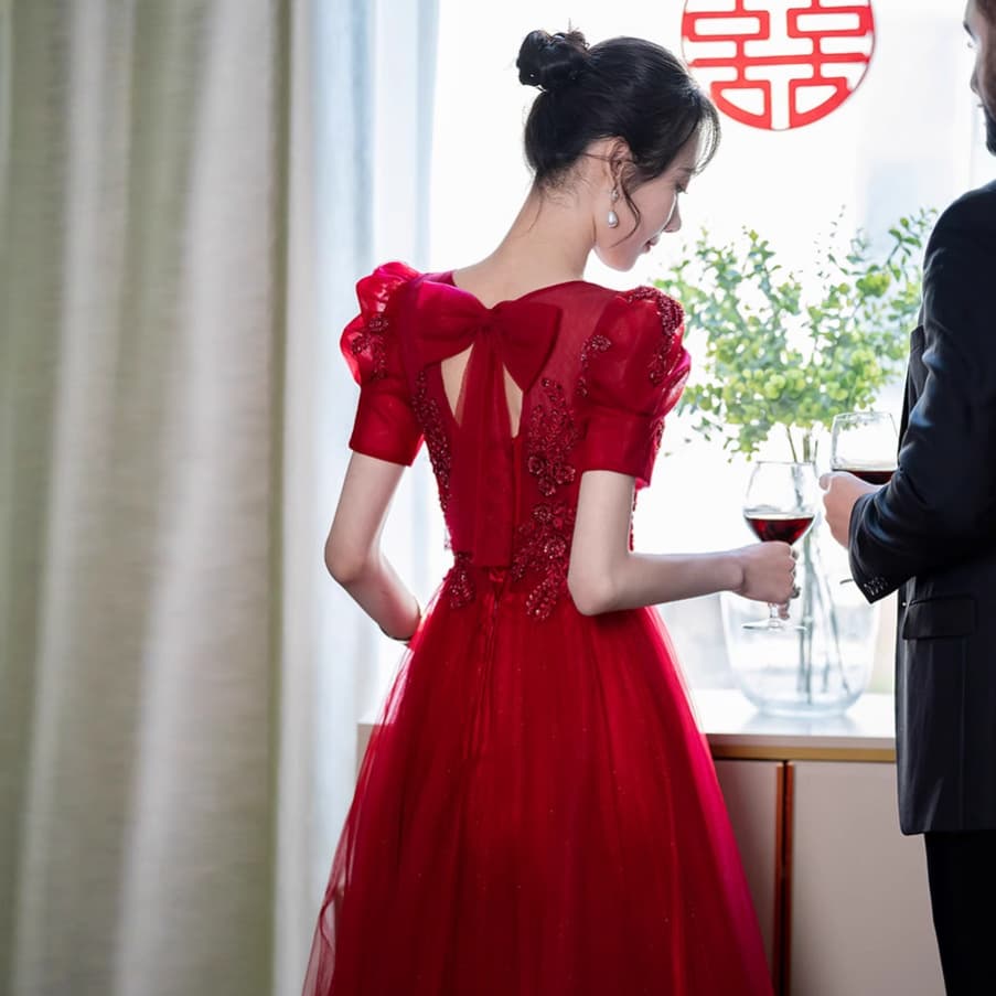 Bride Wine Red Toast Dress 2025 New Summer Elegant Maternity Wedding Engagement Dress Plus Size