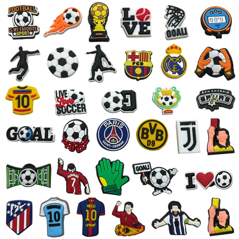 Cross-border football series shoe flower shoe buckle clog shoe accessories diy shoe decorative accessories shoe decorative buckle PVC soft glue