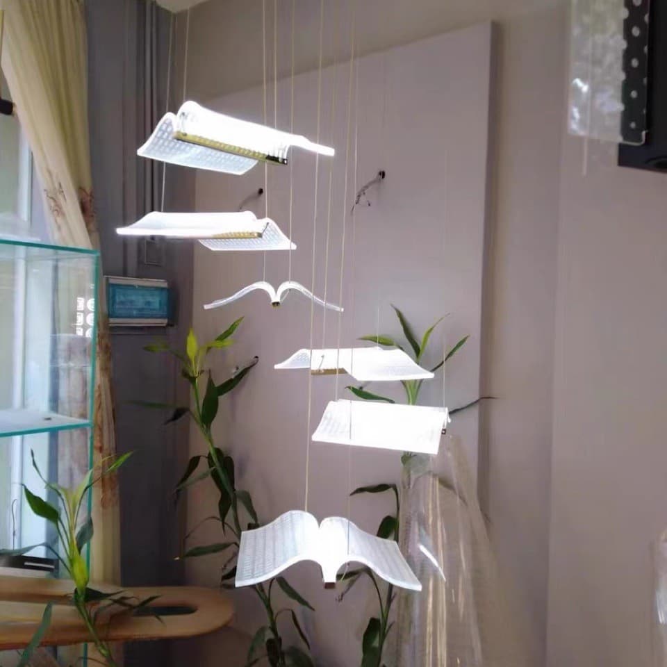 Creative book chandelier, large sales department sand table, personalized art book page shape, non-standard hotel lobby light