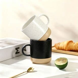 Simple Two-Color Splice Personalized Ceramic Cup, Advertising Gift Mug, Export Coffee Water Cup, Custom Logo