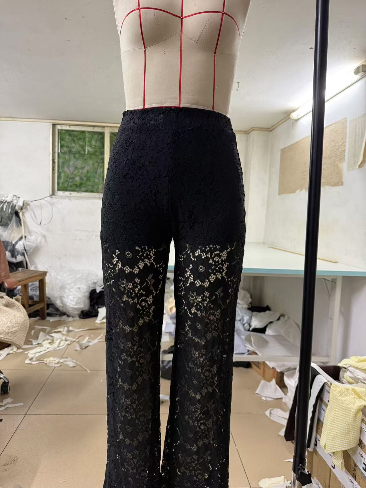 2026 Spring Cross-border Wholesale 2024 European and American Ins Style Sexy Hot Girl High-Waist Mesh Panel Straight Leg Pants for Women
