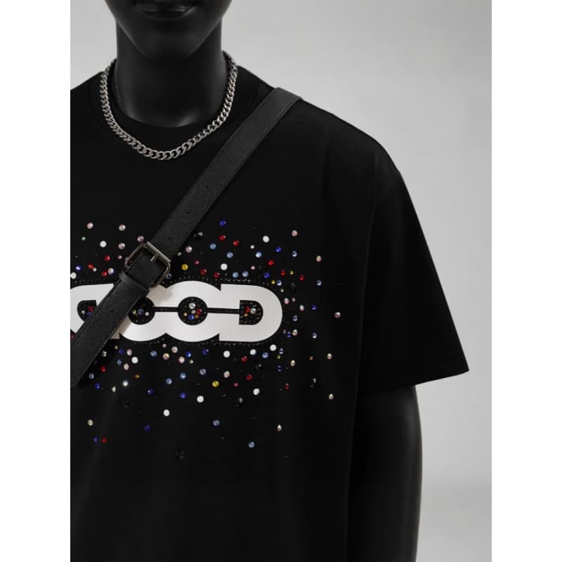 Cross-border Light Luxury GOODBRAND Holiday Colorful Candy Gem Light Luxury Fashion High-End Printed Short Sleeve Men's T-Shirt