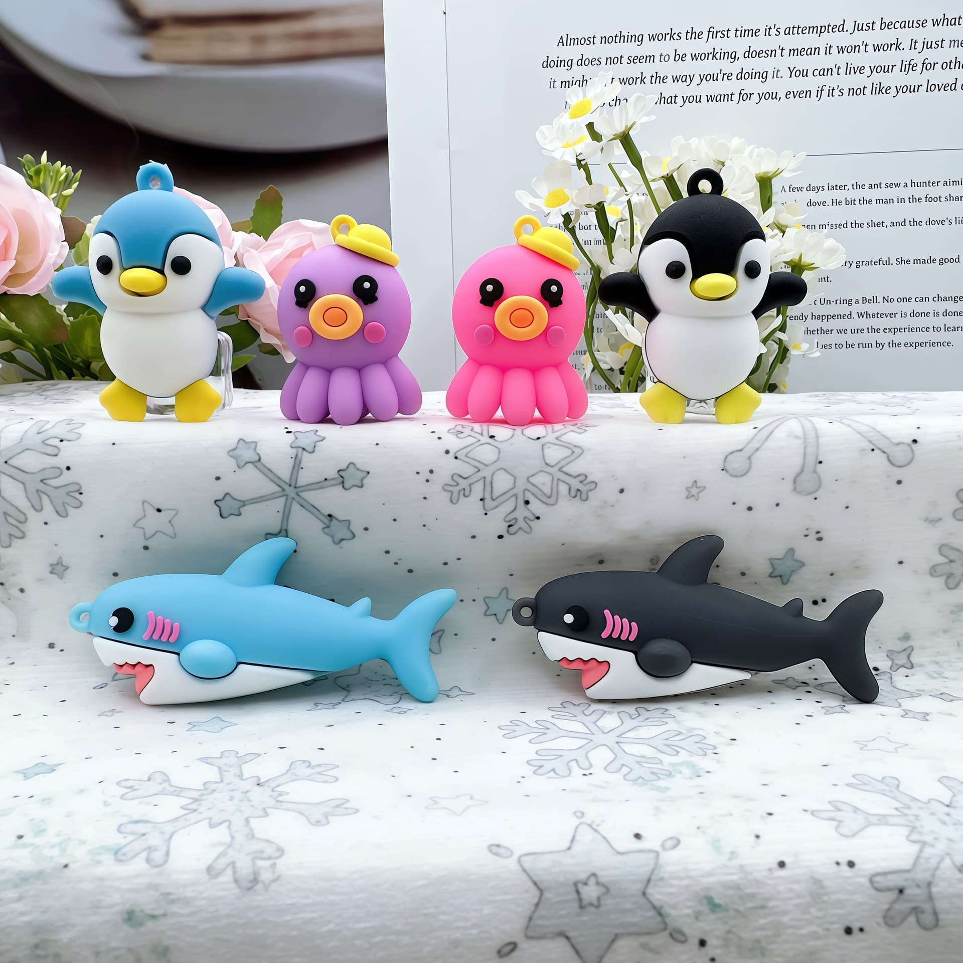 Cartoon Ocean Animal Keychain Bag Charm Shark Plush Pendant Keyring Key Holder Student Gift Wholesale