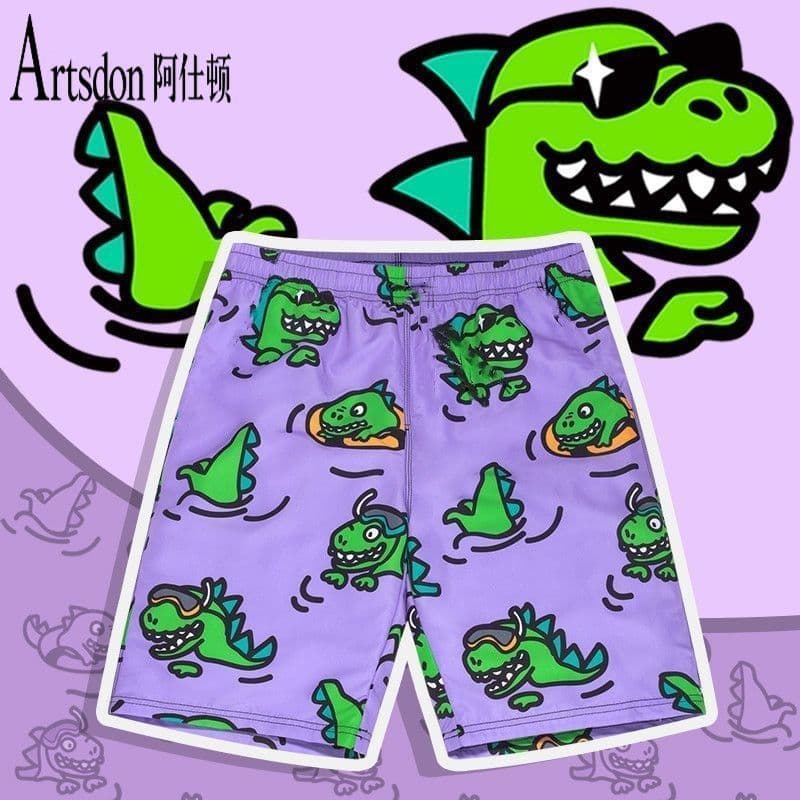 SpongeBob SquarePants Shorts Men Women Summer Thin Ice Silk Sports Beach Shorts Loose Couples Five-Point Beach Shorts Casual Pants