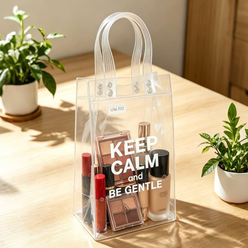 Fashion PVC Transparent Plastic Handbag Custom Casual Versatile Shopping Bag Ins Daily Use Packaging Gift Bag