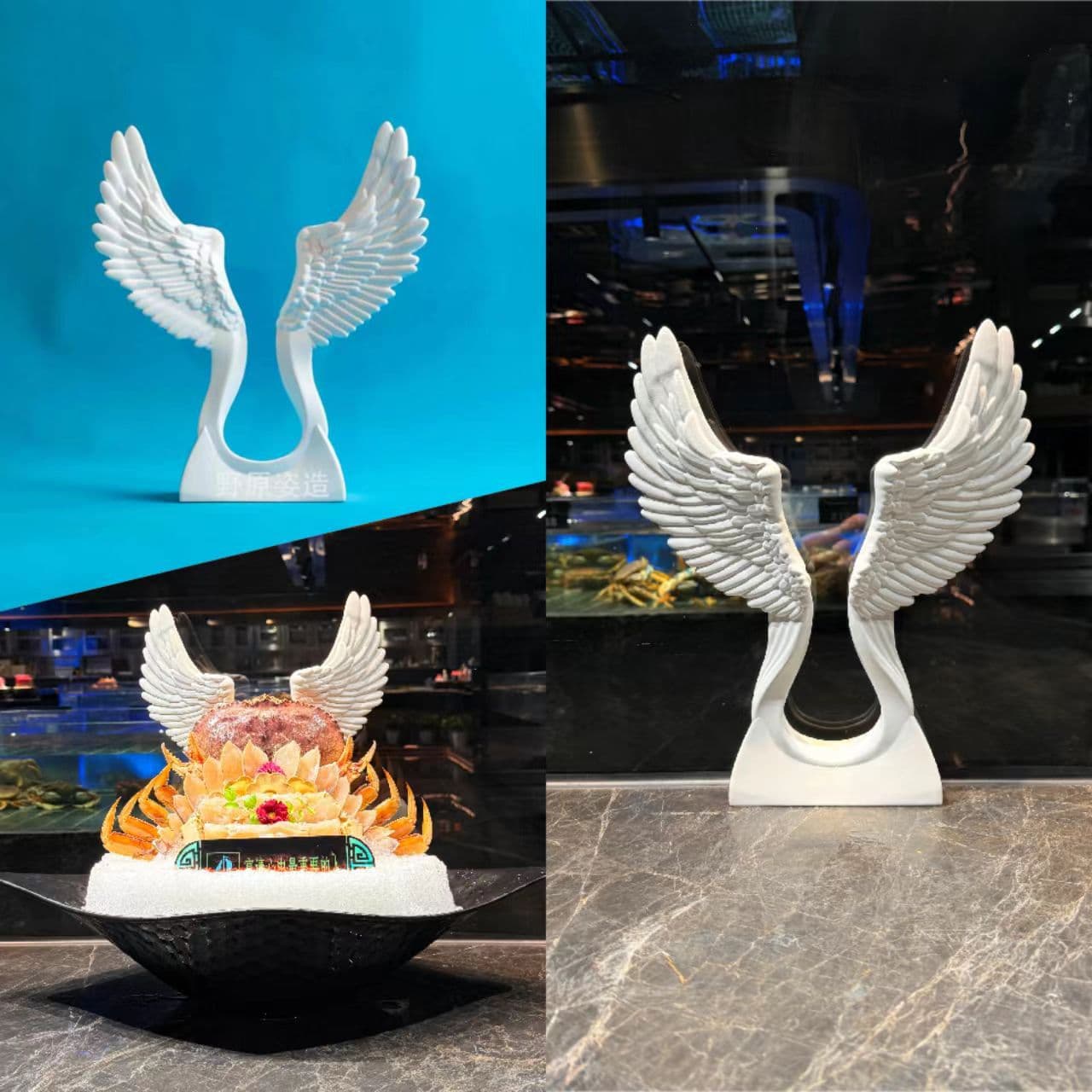 Sashimi Platter Decoration, Restaurant Seafood Display Ornament, Salmon Wing Decoration, Background Plating Other