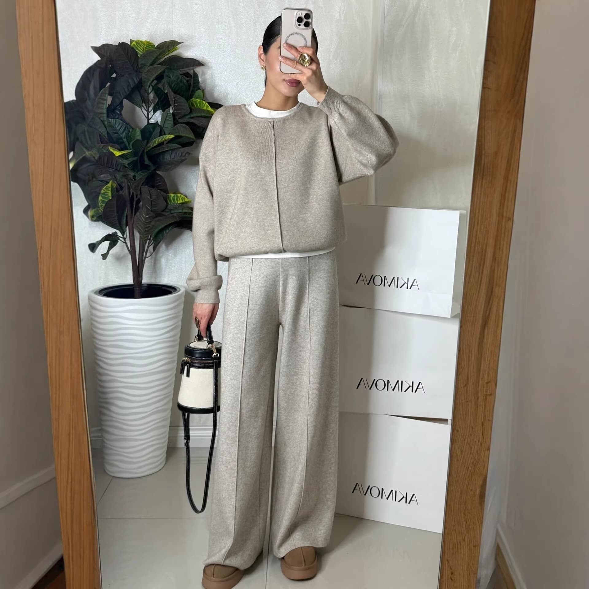 2026 Autumn New Cross-Border European and American Foreign Trade Women's Long-Sleeve Japanese Retro Simple Pullover Top Versatile Long Pants