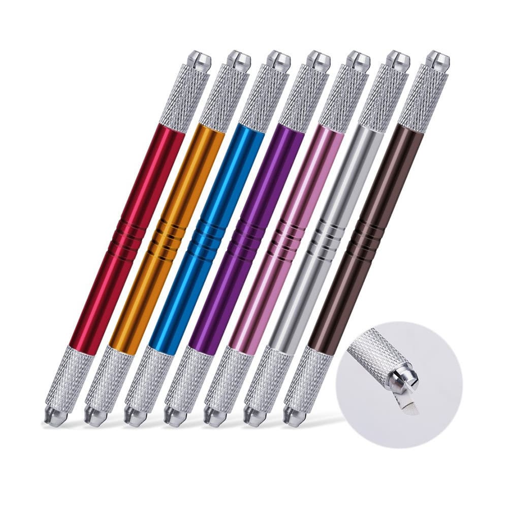 Factory Direct Dual-Head Tattoo Pen No. 6 Eyebrow Tattoo Pen Korean Metal Dual-Purpose Tattoo Hand Pen Portable Special