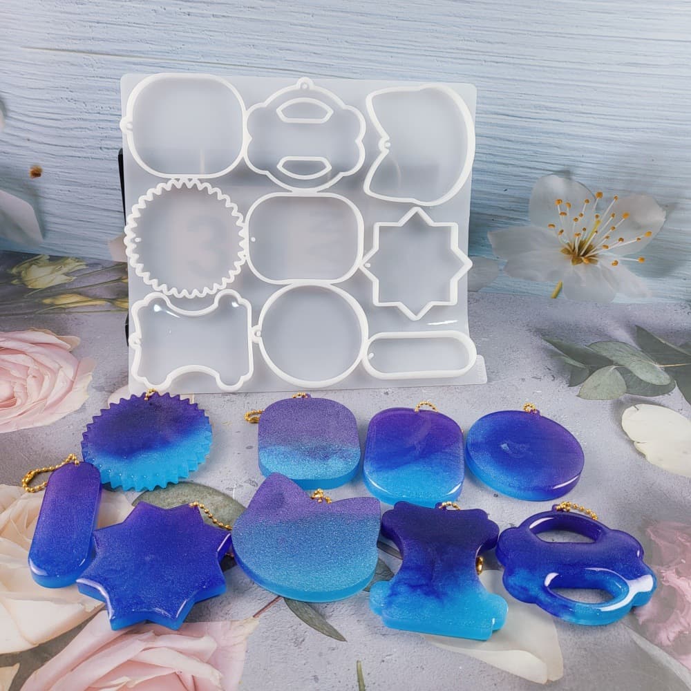 Z0040 Geometric Shape Pet Keychain Mold Silicone Mold DIY Decoration Silicone Mold