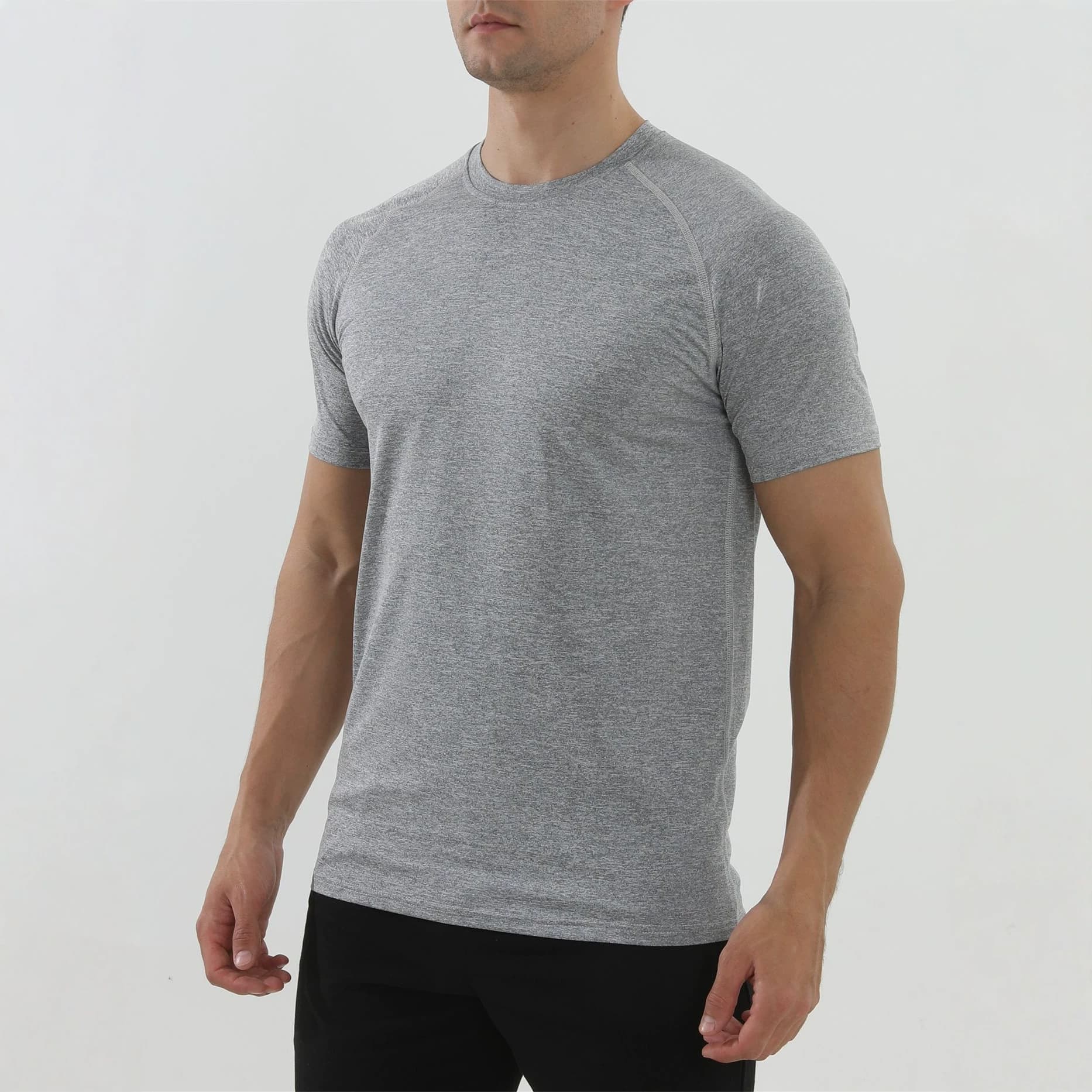 Summer Men's Quick-Dry T-Shirt, US/EU Size, Polyester Breathable Sports Slim Fit Raglan Short Sleeve American Round Neck T-Shirt