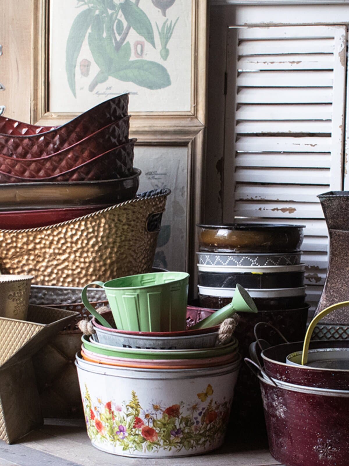 American country sample flower pots, retro old iron flower pots for growing vegetables and flowers, succulent plants, iron pots and pots