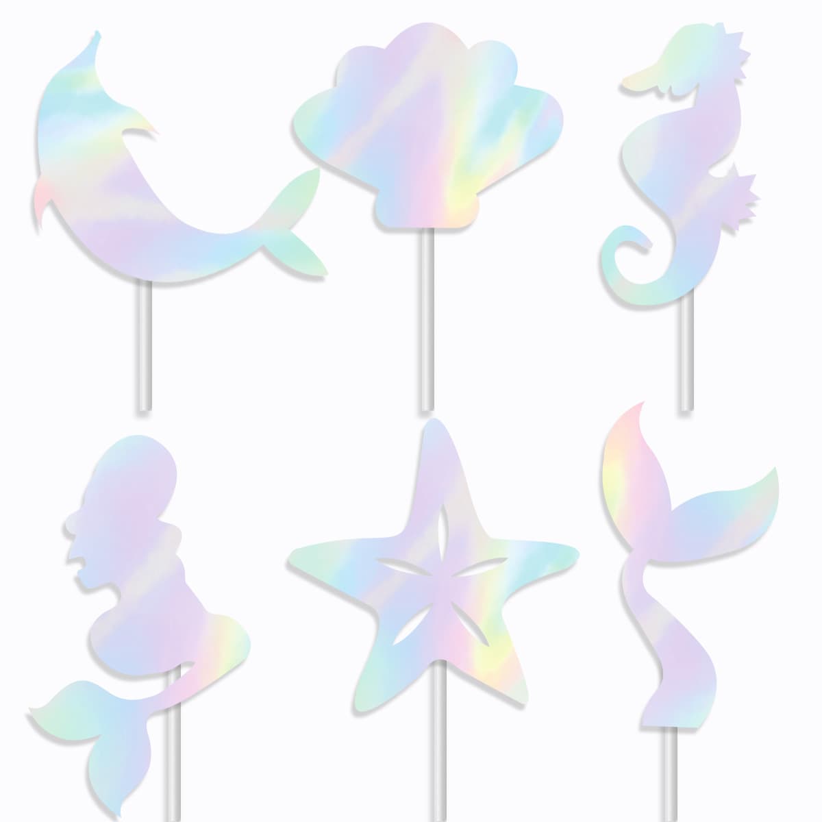 Birthday Party Laser Mermaid Theme Cake Topper Flags Paper Decorations Cupcake Flags Banners