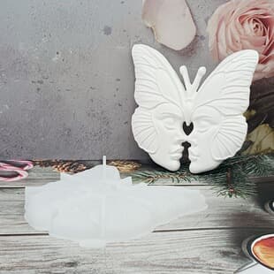 S1561 Face Butterfly Semi-3D Wall Hanging Decorative Cement Plaster Mold DIY Silicone Mold
