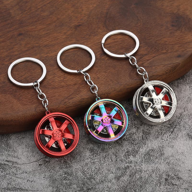 Cross-border new metal wheel caliper key chain ring creative car modification key chain men and women small gift pendant