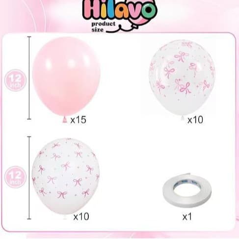 Bow Print Balloon Set for Cross-Border Amazon Pink White Birthday Proposal Anniversary Party Latex Balloons