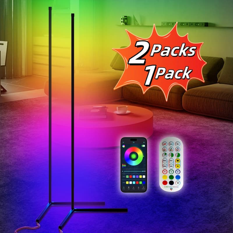 2026 New Cross-Border Drop Shipping 2 Packs/1 Pack Modern LED Corner Floor Lamp 56 Adjustable Cross-Border