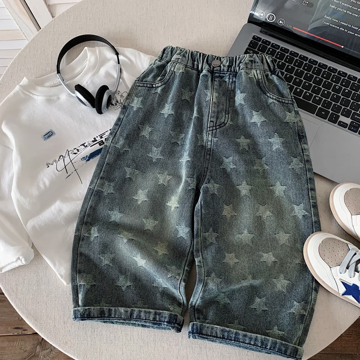 Class A Kids Jeans Autumn Pants Boys Girls Korean Handsome Straight Leg Pants Baby Stylish Casual Pants