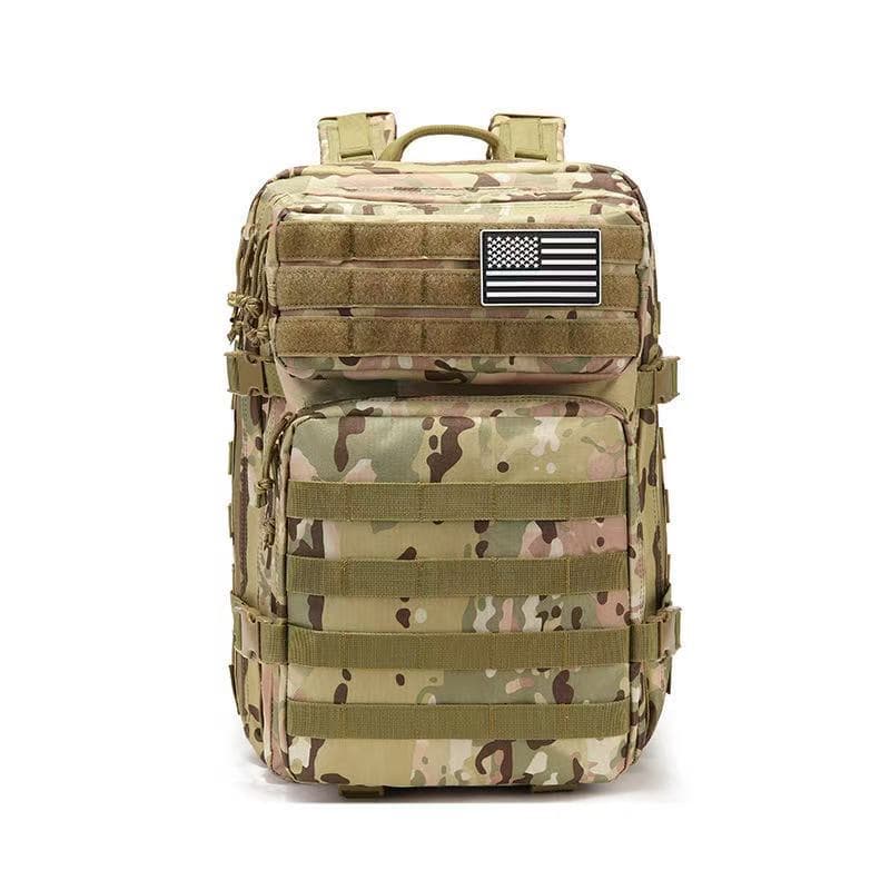 Outdoor 3P Assault Tactical Backpack, Multi-functional 45L Large Capacity Camouflage Field Sports Hiking Dual-Shoulder Bag
