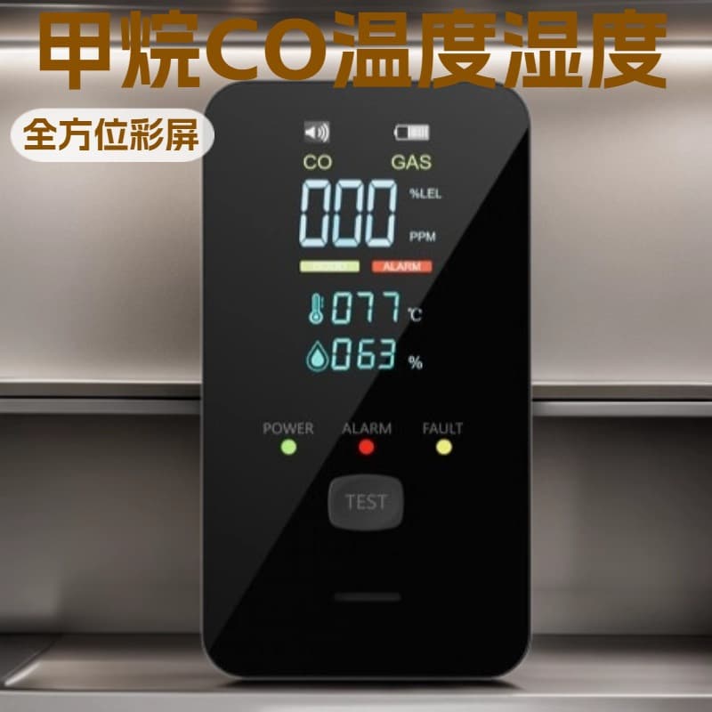 Amazon 4-in1 Gas Alarm for Methane, Carbon Monoxide, Temperature, and Humidity with EU/US Certifications for Export