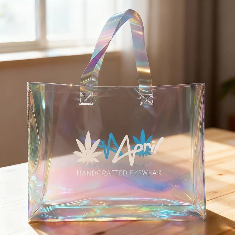 PVC Laser Transparent Tote Bag Custom Advertising Bag Printed Logo Gift Bag Ins Style Shimmer Handbag