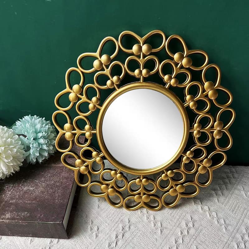 Factory direct supply of flower-shaped European and American style light luxury background wall decorative mirrors, dining room wall mirrors, living room mirrors.