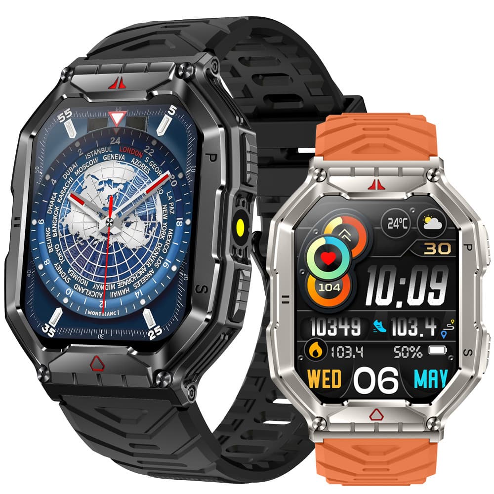 Cross-border KR82 Smart Watch Bluetooth Call Multifunctional with Flashlight Compass Monitor Heart Rate Blood Pressure Blood Oxygen