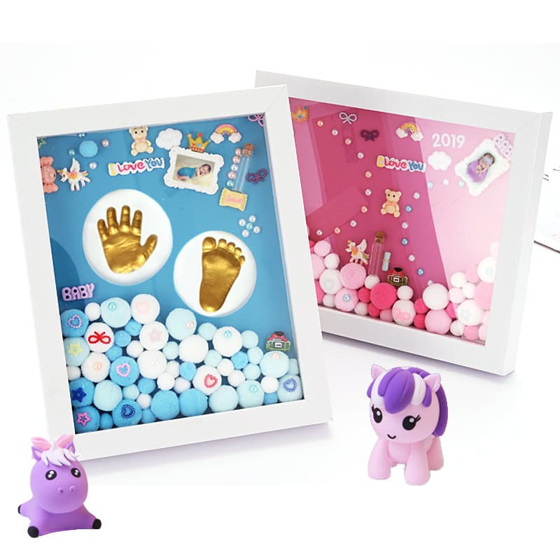 Baby Hand and Footprint Clay, Newborn 100-Day Souvenir Photo Frame Ink Pad, 0 to 3-Year-Old Baby Memorial Crafts