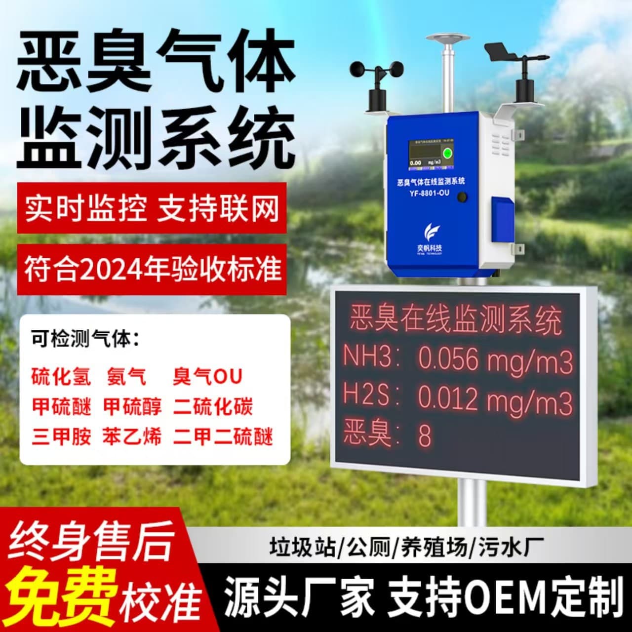 Livestock Farm Odor Detector Garbage Station Ammonia Detector Hydrogen Sulfide Electronic Nose Odor Online Monitoring System