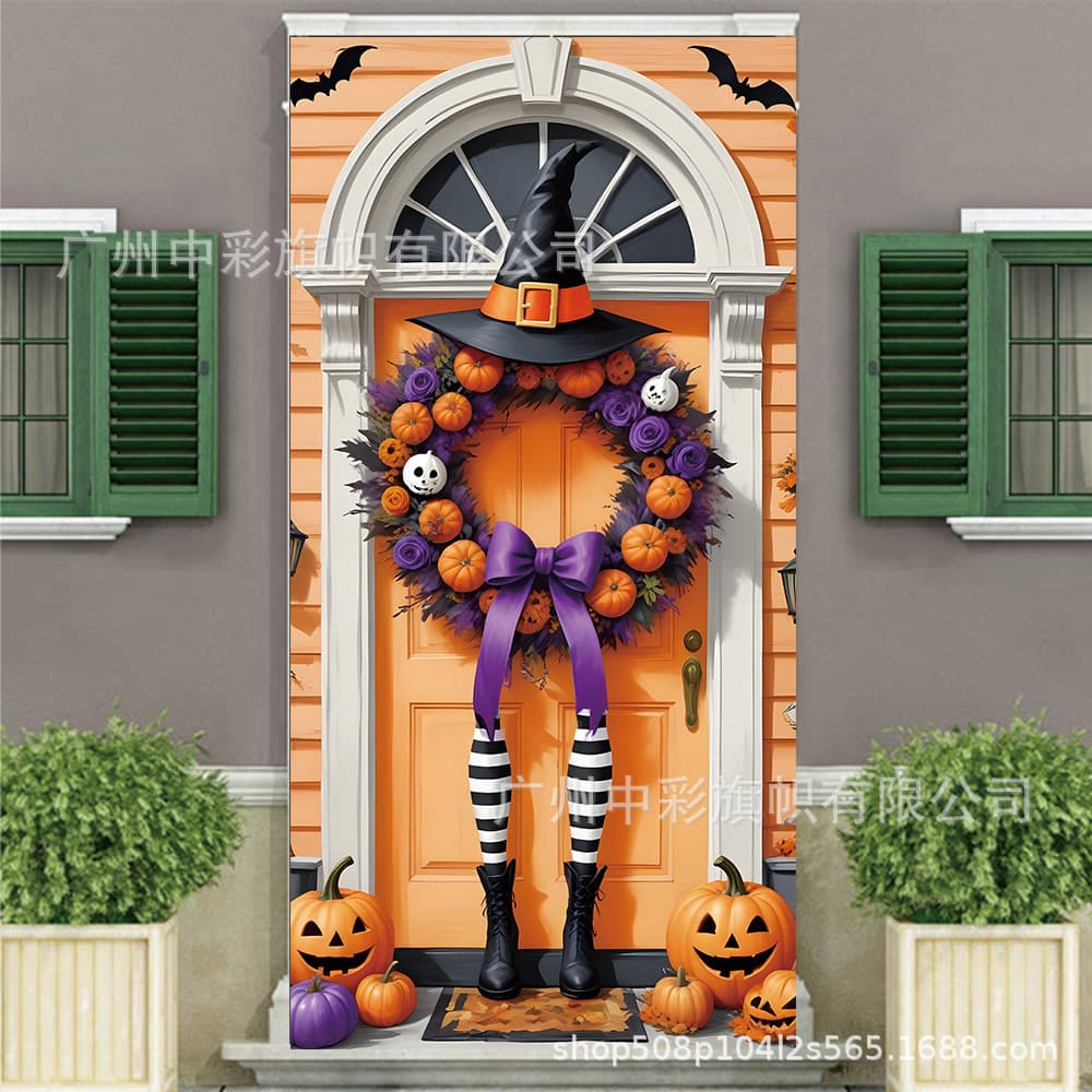 Cross-border Amazon TEMU Xisonic AliExpress 2D3D scene photo flag simulation atmosphere Halloween door cover flag