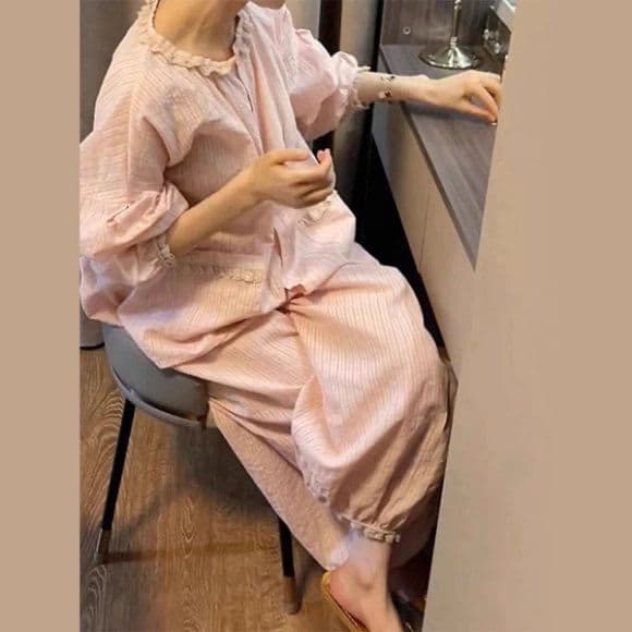 100% Cotton Pajamas Women Spring Autumn Long Sleeve Korean Style Full Cotton Homewear Set Ins Student Summer Maternity Winter
