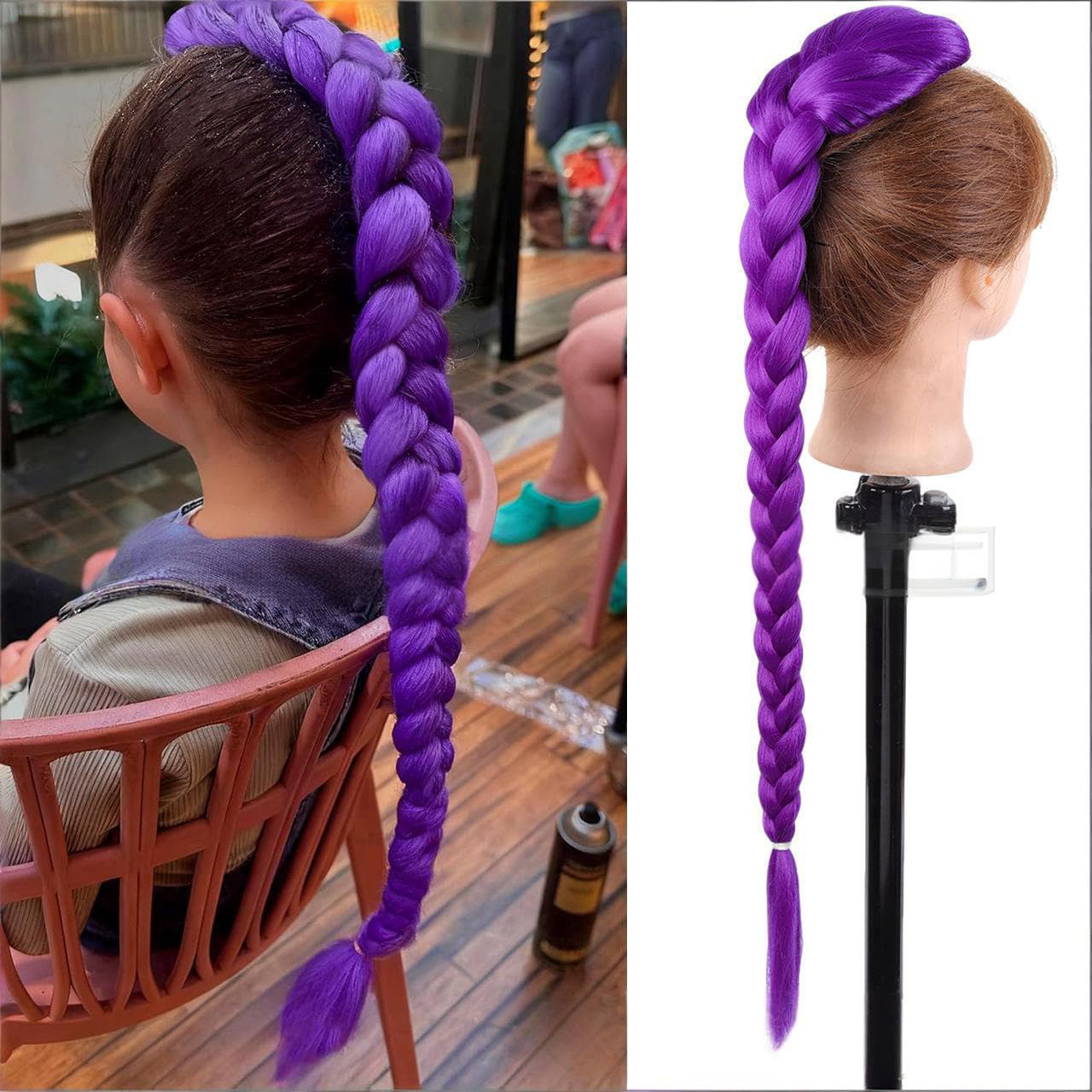 Cross-border Cosplay Wig Skpop Hunter Group Lumi Purple Mira Twin Tails Zoe Cosplay Thick Braid